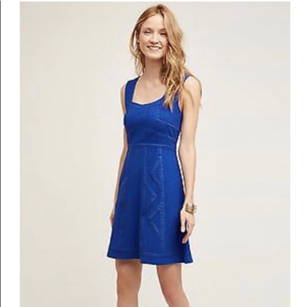 Maeve/Anthro blue fit and flare dress size 2